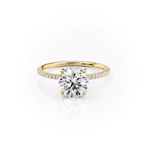The Pave Crown Kamellie Set With A 1 Carat Round 18K Yellow Gold Lab Diamond