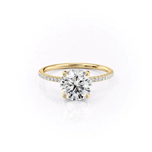 The Crown Kamellie Set  With A 1 Carat Round 14K Yellow Gold Moissanite