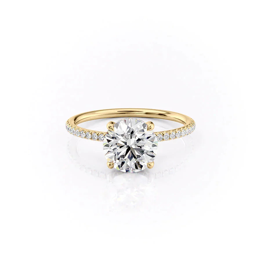 The Crown Kamellie Set  With A 4.5 Carat Round 18K Yellow Gold Moissanite