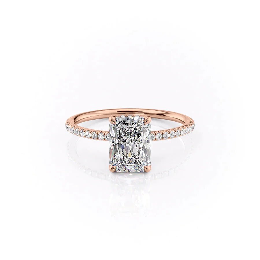 The Pave Crown Kamellie Set With A 3 Carat Radiant 14K Rose Gold Lab Diamond