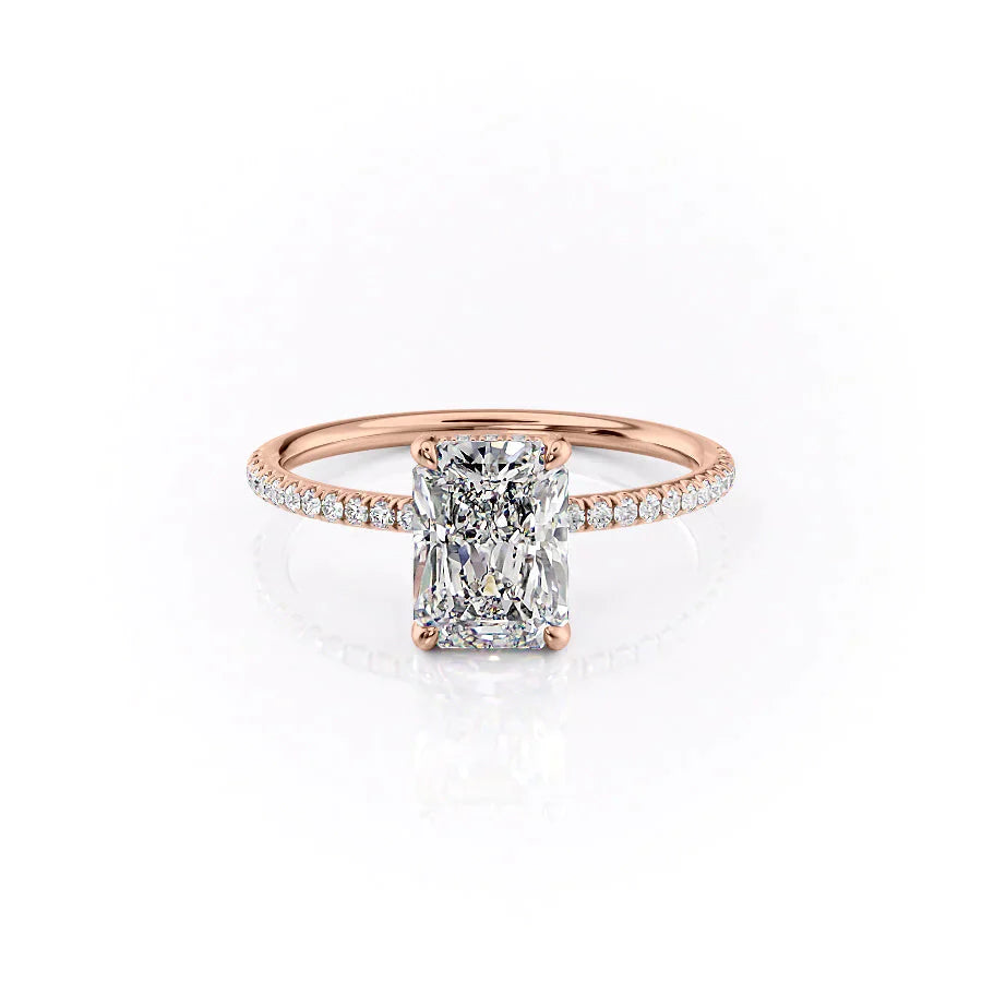 The Crown Kamellie Set With A 2 Carat Radiant 14K Rose Gold Lab Diamond