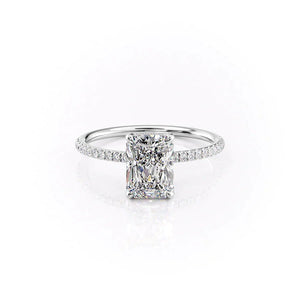 The Pave Crown Kamellie Set  With A 2.5 Carat Radiant 18K White Gold Moissanite