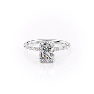 The Crown Kamellie Set With A 1 Carat Radiant 14K White Gold Lab Diamond