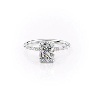 The Pave Crown Kamellie Set With A 1 Carat Radiant 18K White Gold Lab Diamond