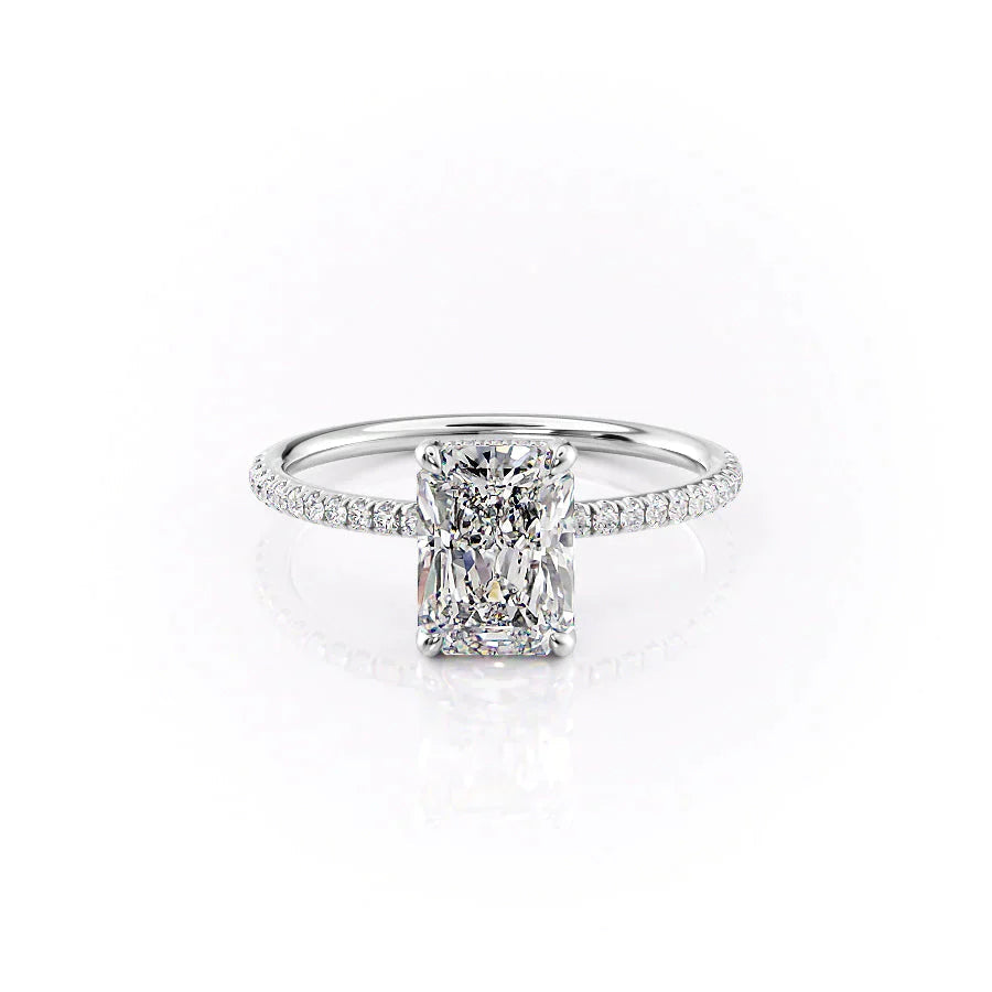 The Pave Crown Kamellie Set  With A 2 Carat Radiant 18K White Gold Moissanite