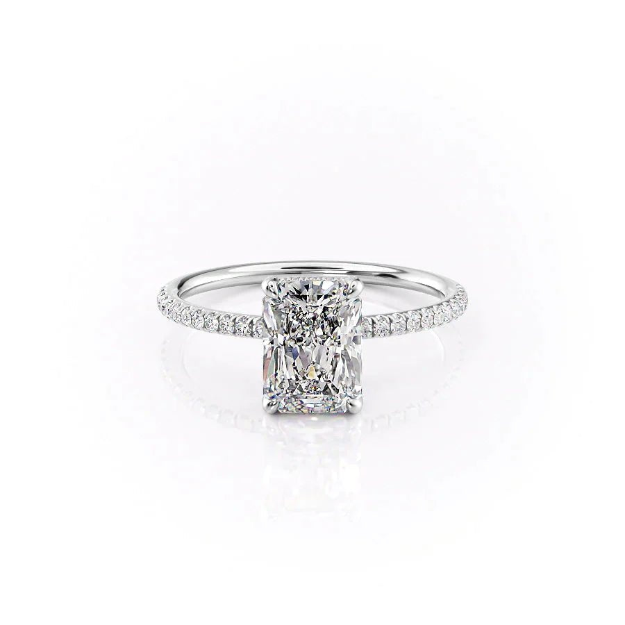 The Pave Crown Kamellie Set With A 2 Carat Radiant 18K White Gold Lab Diamond
