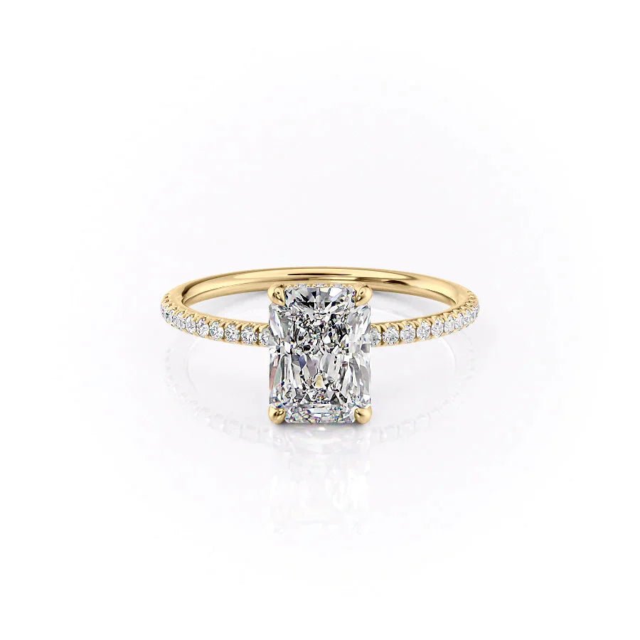 The Pave Crown Kamellie Set With A 1.5 Carat Radiant 18K Yellow Gold Lab Diamond