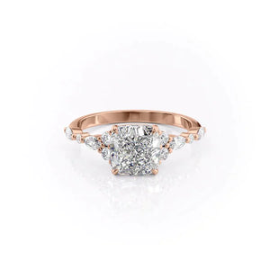 The Kristen Set With A 1 Carat Cushion 14K Rose Gold Lab Diamond