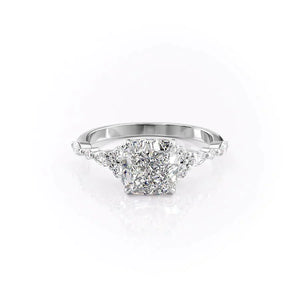 The Kristen Set With A 3 Carat Cushion 14K White Gold Lab Diamond