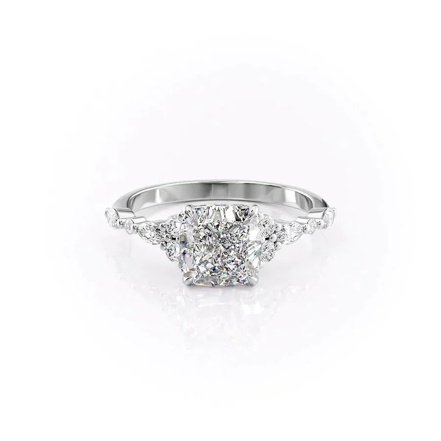 The Kristen Set With A 2 Carat Cushion 18K White Gold Lab Diamond