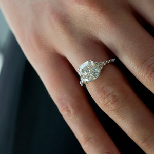The Kristen Set With A 1 Carat Cushion 14K White Gold Lab Diamond