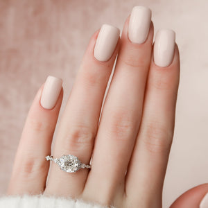 The Kristen Set With A 1 Carat Cushion 14K White Gold Lab Diamond