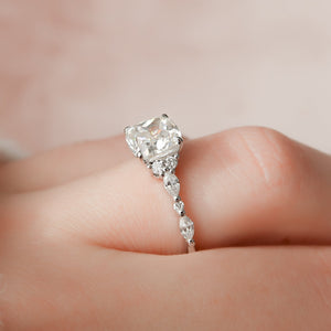 The Kristen Set With A 1 Carat Cushion 14K White Gold Lab Diamond
