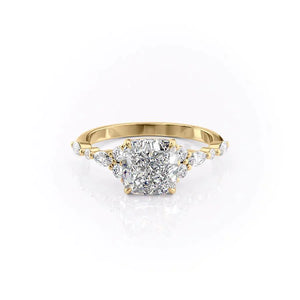 The Kristen Set With A 1.5 Carat Cushion 18K Yellow Gold Lab Diamond