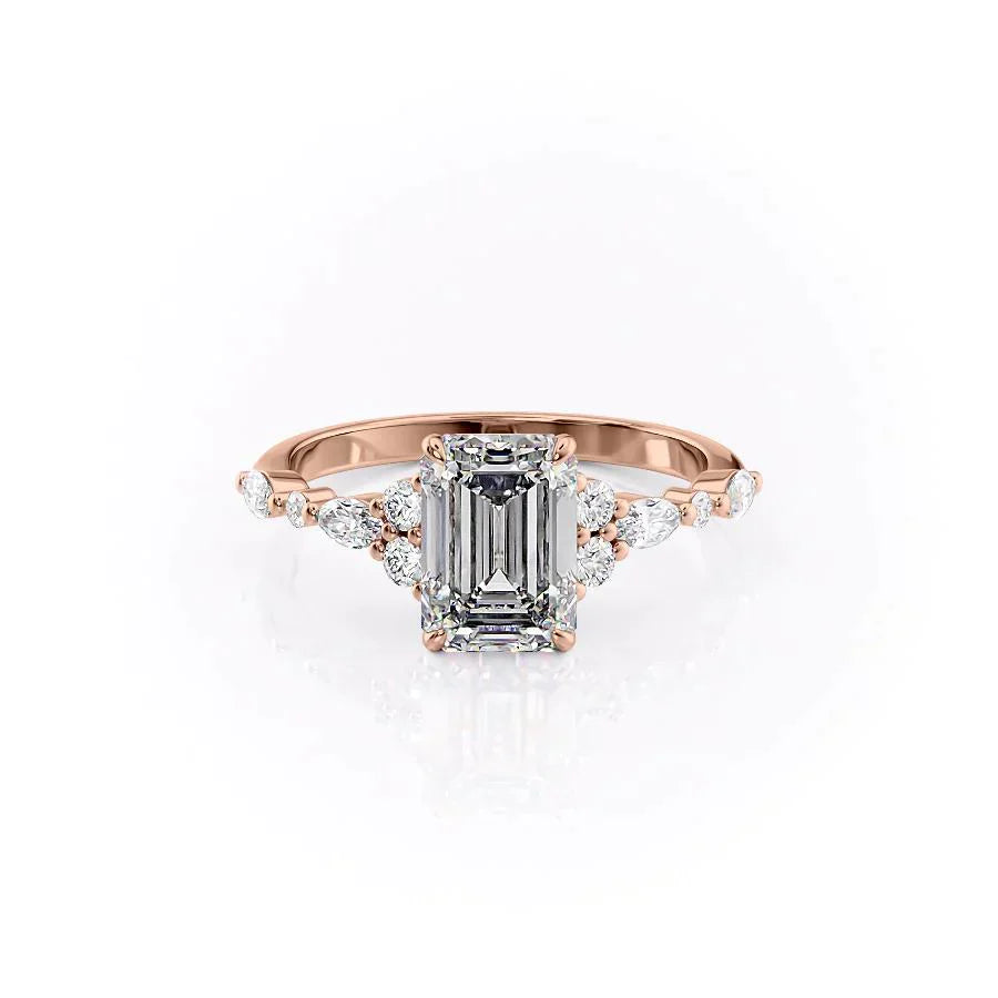 The Kristen Set With A 1 Carat Emerald 14K Rose Gold Lab Diamond