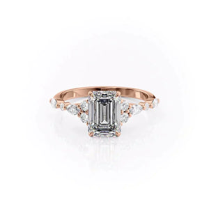 The Kristen Set With A 1 Carat Emerald 14K Rose Gold Lab Diamond
