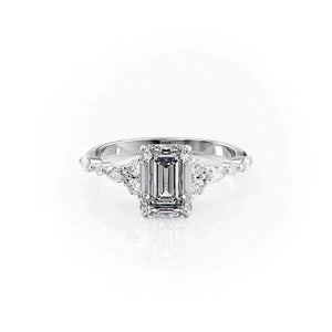 The Kristen Set With A 2.5 Carat Emerald 14K White Gold Lab Diamond