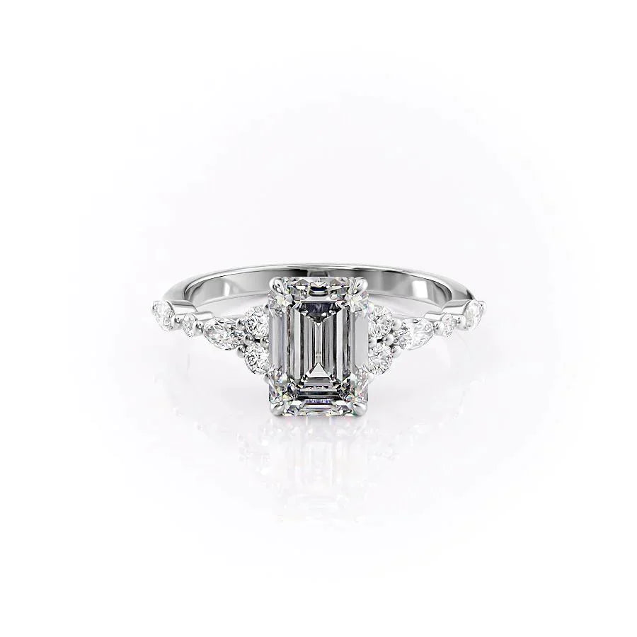 The Kristen Set With A 2 Carat Emerald 18K White Gold Lab Diamond
