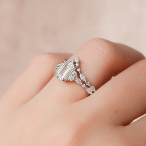 The Kristen Set With A 1 Carat Emerald 14K White Gold Lab Diamond