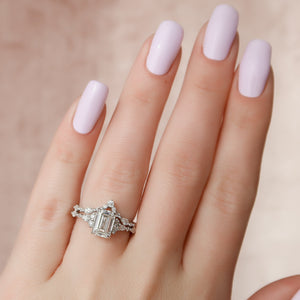 The Kristen Set With A 1 Carat Emerald 14K White Gold Lab Diamond