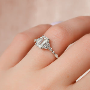 The Kristen Set With A 1 Carat Emerald 14K White Gold Lab Diamond