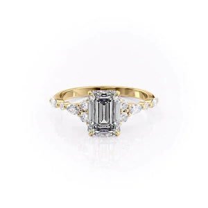 The Kristen Set With A 1 Carat Emerald 14K Yellow Gold Lab Diamond