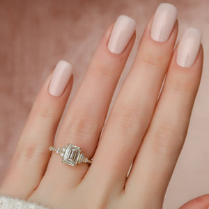 The Kristen Set With A 1 Carat Emerald 18K Yellow Gold Lab Diamond