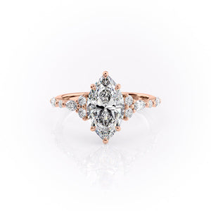 The Kristen Set With A 2.5 Carat Marquise 14K Rose Gold Lab Diamond