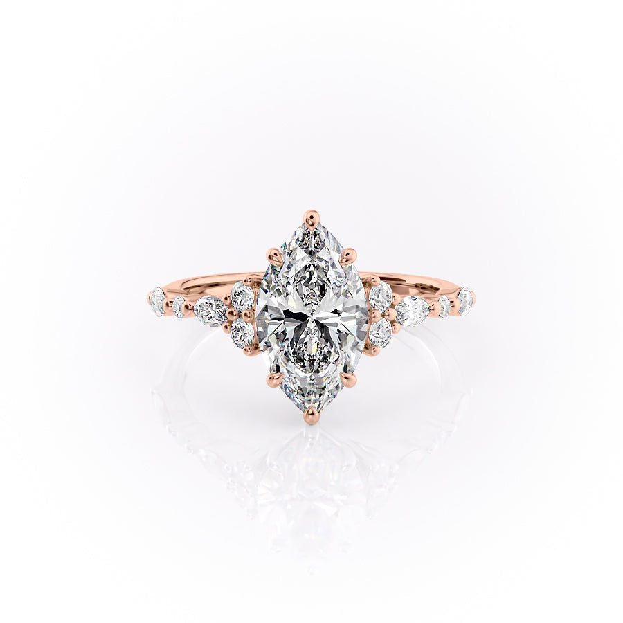 The Kristen Set With A 1 Carat Marquise 14K Rose Gold Lab Diamond