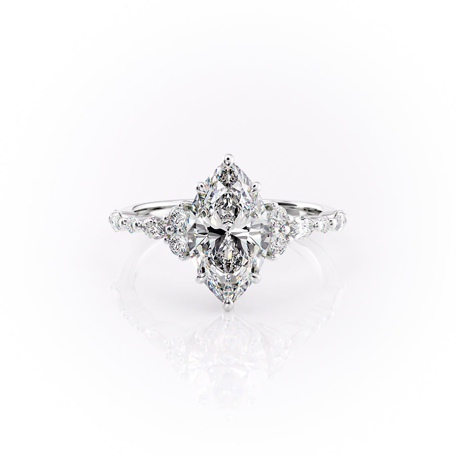 The Kristen Set With A 3 Carat Marquise 14K White Gold Lab Diamond