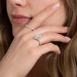 The Kristen Set With A 1 Carat Marquise 18K White Gold Lab Diamond