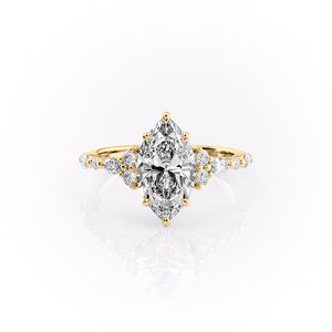 The Kristen Set With A 1 Carat Marquise 18K Yellow Gold Lab Diamond