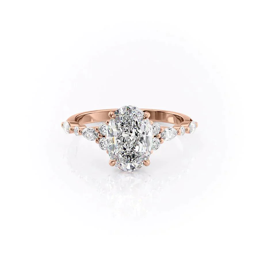 The Kristen Set With A 2.5 Carat Oval 14K Rose Gold Lab Diamond