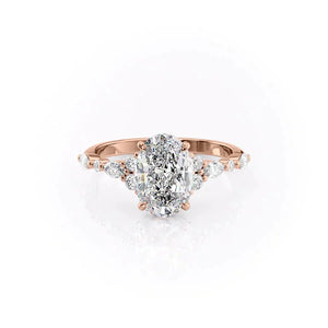 The Kristen Set With A 2 Carat Oval 14K Rose Gold Lab Diamond