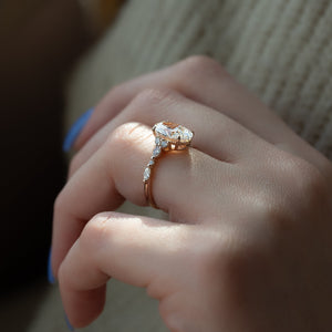 The Kristen Set With A 2 Carat Oval 14K Rose Gold Lab Diamond