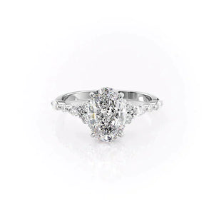 The Kristen Set With A 3 Carat Oval 14K White Gold Lab Diamond