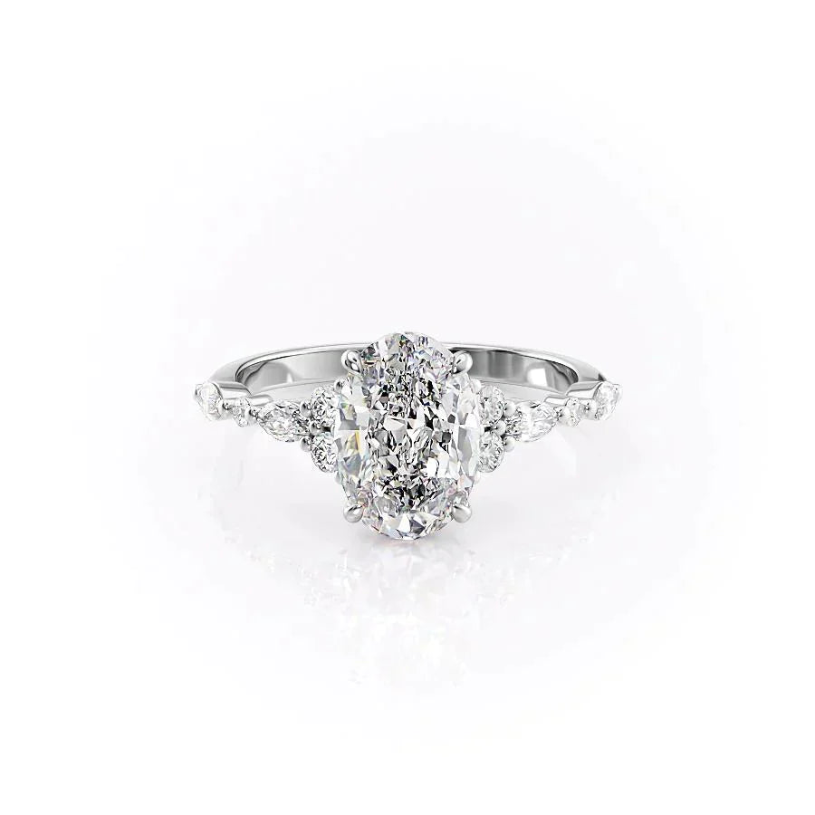 The Kristen Set With A 1 Carat Oval 18K White Gold Lab Diamond