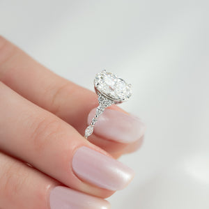 The Kristen Set With A 1 Carat Oval 18K White Gold Lab Diamond