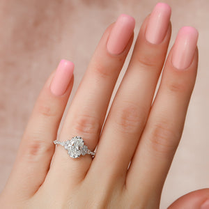 The Kristen Set With A 1 Carat Oval 18K White Gold Lab Diamond