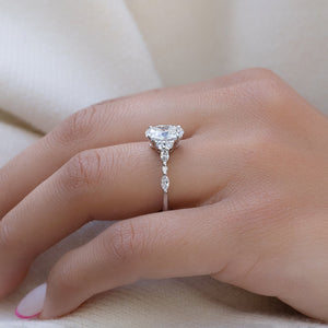 The Kristen Set With A 1 Carat Oval 14K White Gold Lab Diamond
