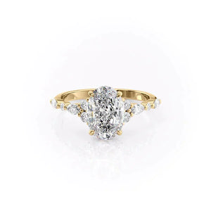 The Kristen Set With A 2 Carat Oval 14K Yellow Gold Lab Diamond