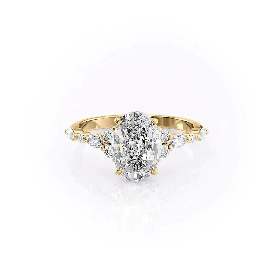 The Kristen Set With A 1 Carat Oval 18K Yellow Gold Lab Diamond