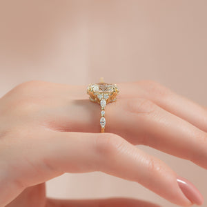 The Kristen Set With A 1 Carat Oval 18K Yellow Gold Lab Diamond
