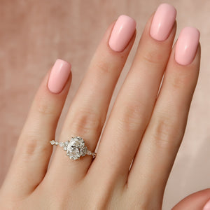 The Kristen Set With A 1 Carat Oval 18K Yellow Gold Lab Diamond