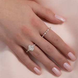 The Kristen Set With A 1 Carat Oval 18K Yellow Gold Lab Diamond