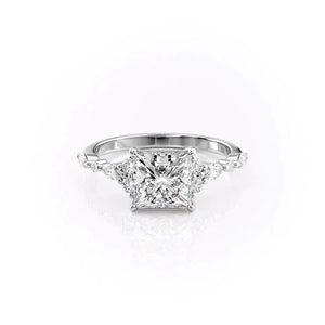 The Kristen Set With A 1.5 Carat Princess 14K White Gold Lab Diamond