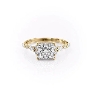 The Kristen Set With A 2 Carat Princess 14K Yellow Gold Lab Diamond
