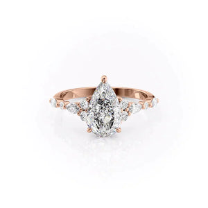 The Kristen Set With A 1 Carat Pear 14K Rose Gold Lab Diamond