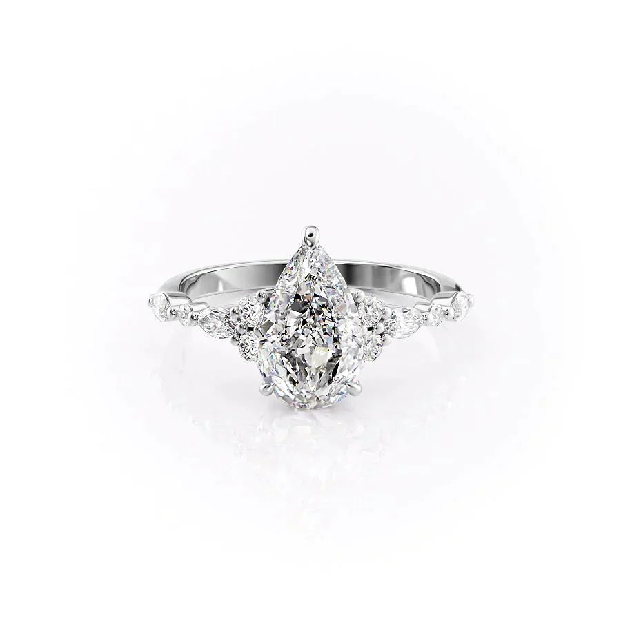 The Kristen Set With A 2 Carat Pear 14K White Gold Lab Diamond