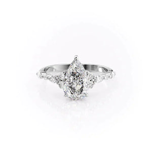 The Kristen Set With A 1.5 Carat Pear 18K White Gold Lab Diamond